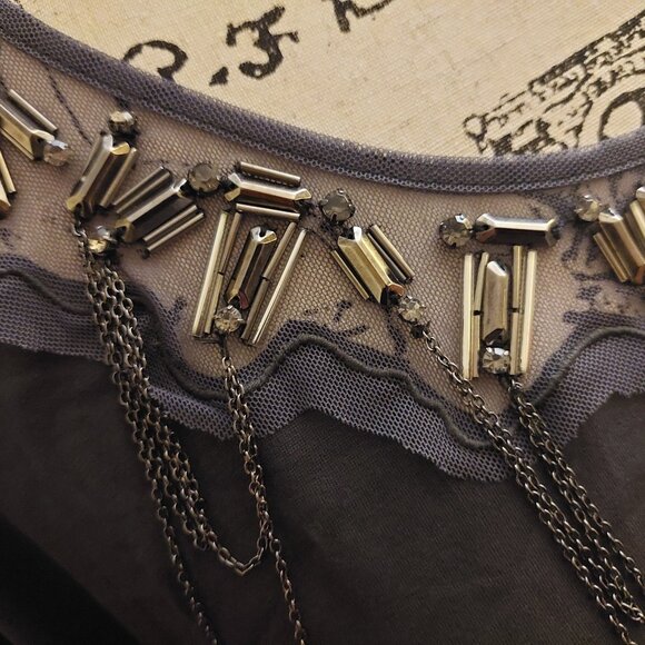 Richmond Gray Beaded Top w/Back Waist Tie Sz 44 NWT - Picture 7 of 13